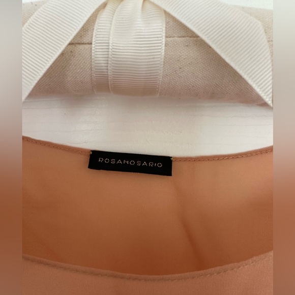 Rosamosario 100% Silk Georgette Oversized Cut Italian Silk Nude Tan Top Tee - Picture 4 of 12